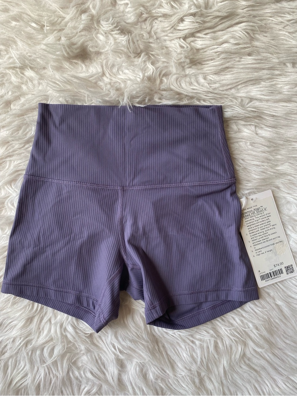 Lululemon Align High-Rise Ribbed Short 4” inseam Women’s Size 4 Grape Mist